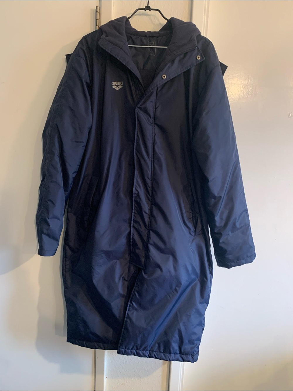 Arena Men's Navy Long Puffer Coat with Hood